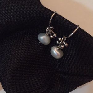 Demure Freshwater pearl silver hook earrings